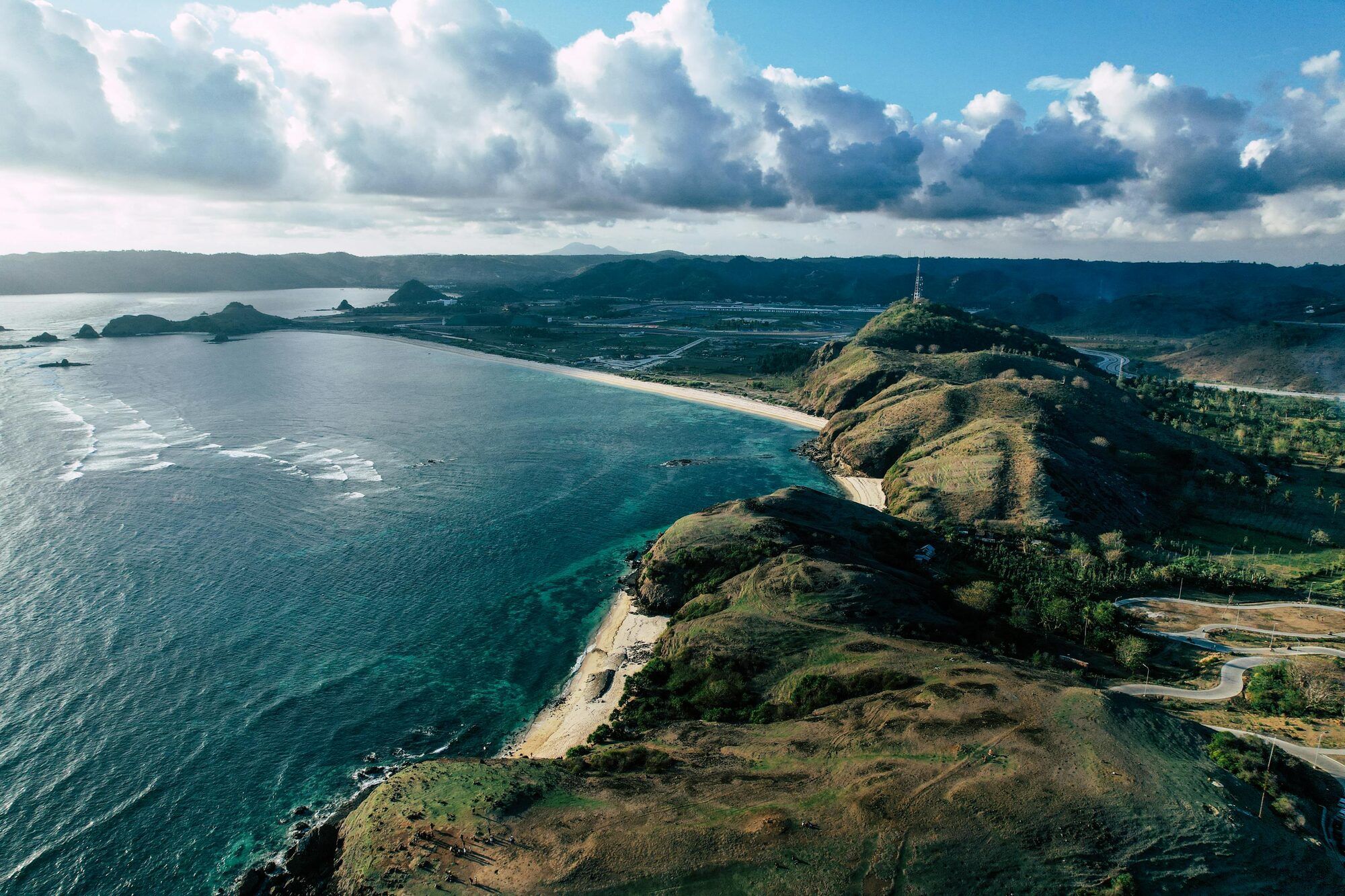 Aerial view of the Lombok coastline at Mandalika, Indonesia